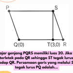 Persamaan garis yang melalui S dan tegak lurus PQ adalah...