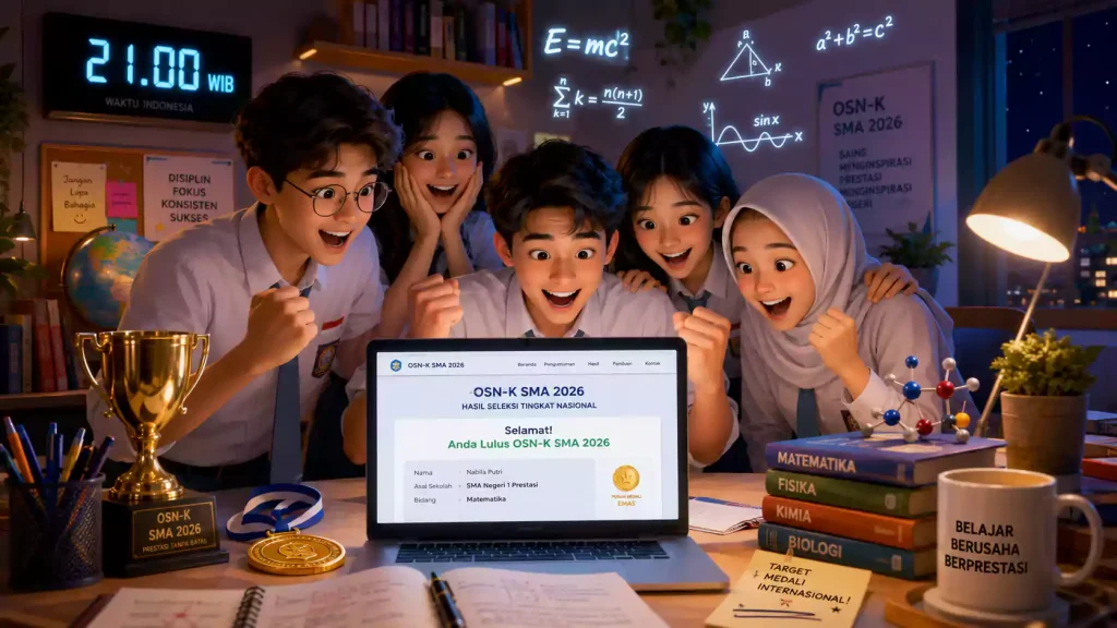 cek hasil OSN K SMA 2026 malam ini pukul 21.00 WIB